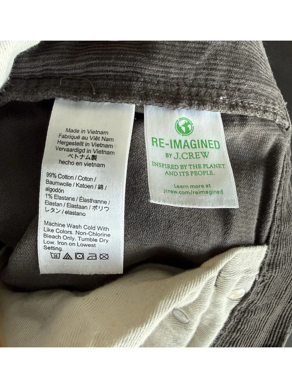 J.CREW Men's Black Cotton Corduroy Pants Style 770 33x30 Straight Leg